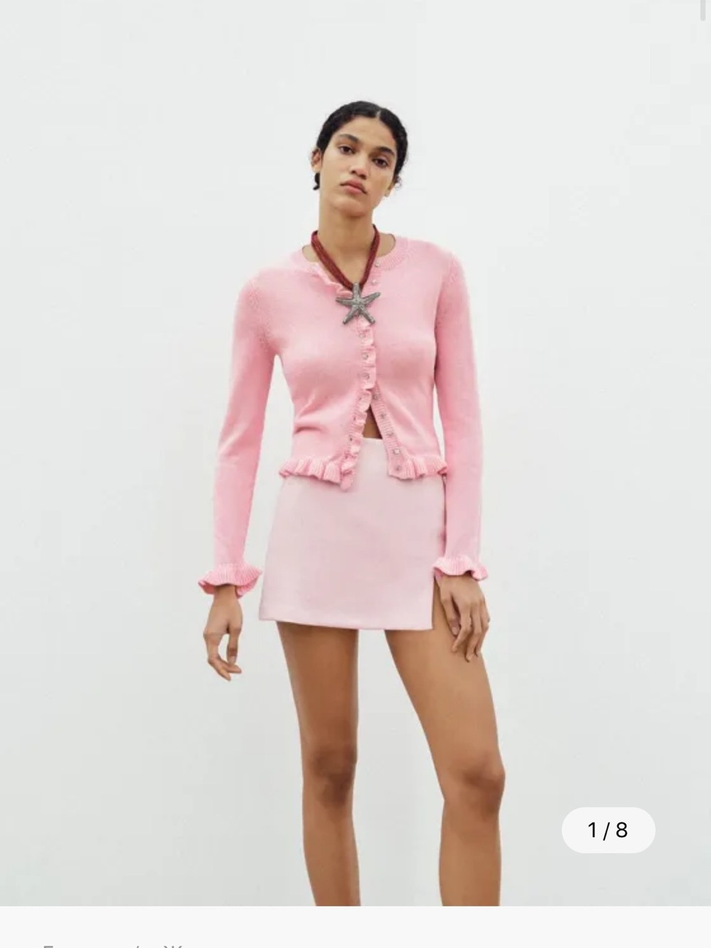 NWT Zara Pink Ruffle Cardigan